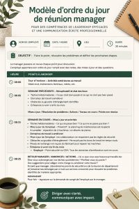 Image d'un modèle d'ordre du jour pour une réunion efficace