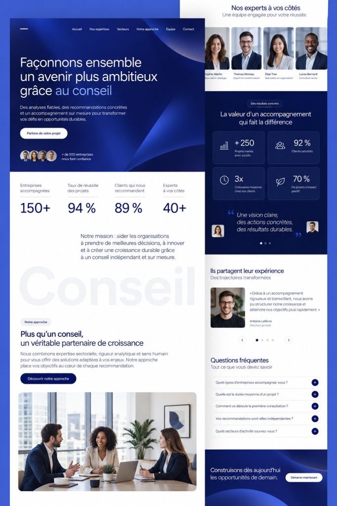 Capture d'écran d'un modèle Webflow professionnel conçu pour les entreprises
