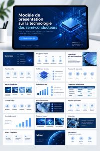 Un modèle de présentation sur la technologie des semi-conducteurs, avec des graphiques et du texte bien formaté.
