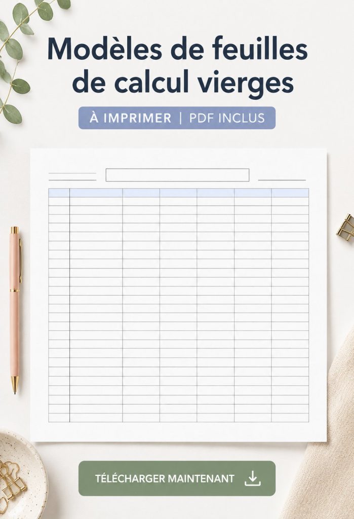 Modèles de tableaux vierges prêts à imprimer pour une organisation pratique