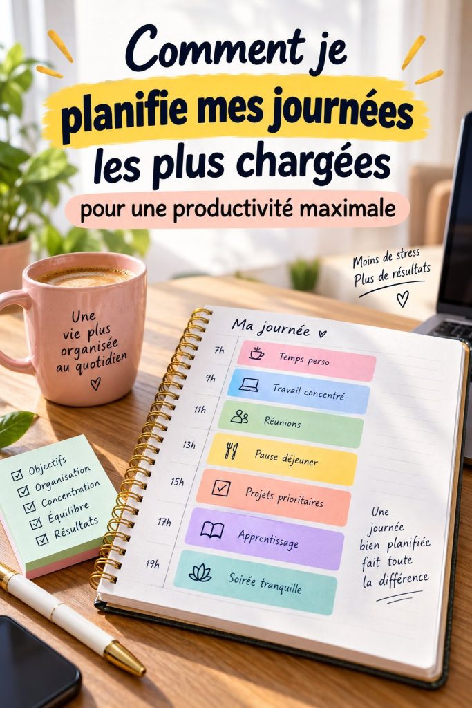 Femme en train de planifier sa journée avec un calendrier numérique, illustrant le concept de time-blocking.