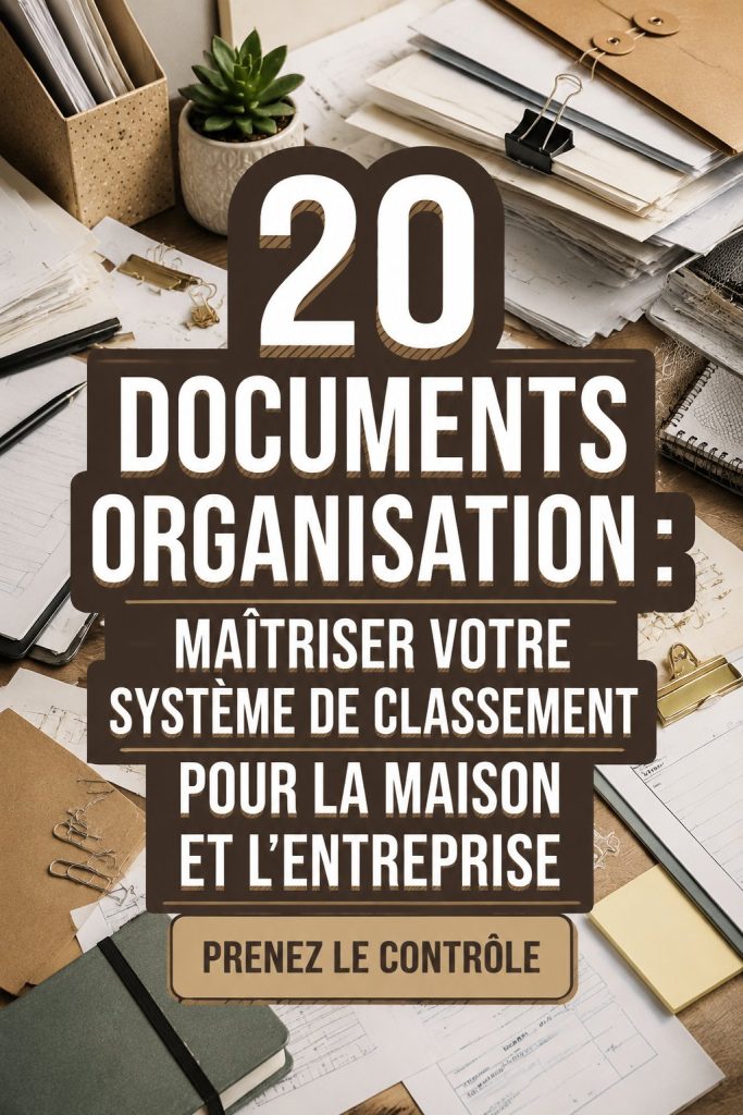 Un bureau bien organisé avec des documents classés clairement.