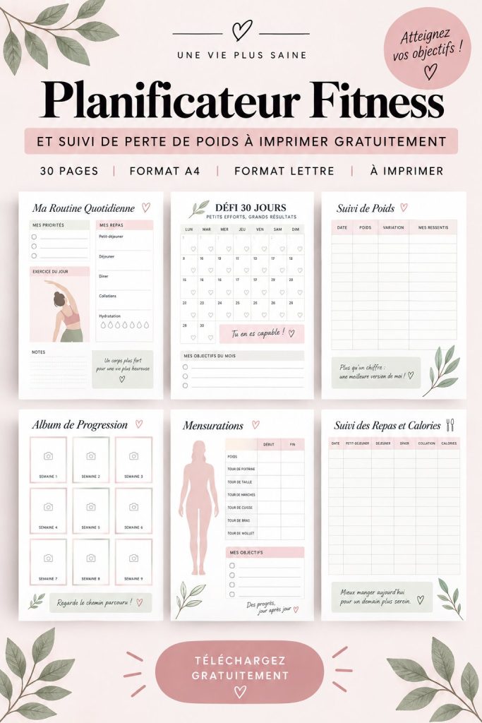 Illustration d'un planner gratuit pour suivre la perte de poids