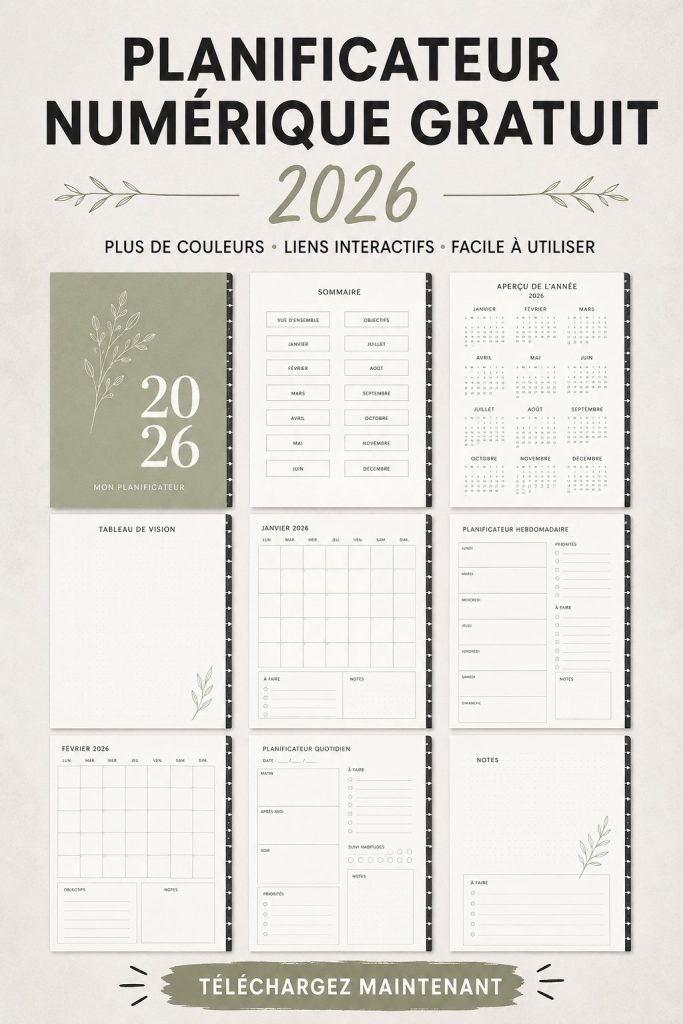 Image d'un planner digital coloré sur une tablette, prêt à être utilisé pour organiser 2026.