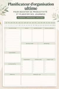 Un planner ouvert sur une table avec des stylos, symbolisant l'organisation quotidienne.