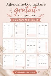 plannings hebdomadaires imprimables gratuits pour s'organiser