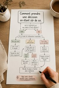 Femme réfléchissant à une décision avec assurance