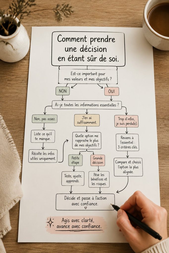 Femme réfléchissant à une décision avec assurance