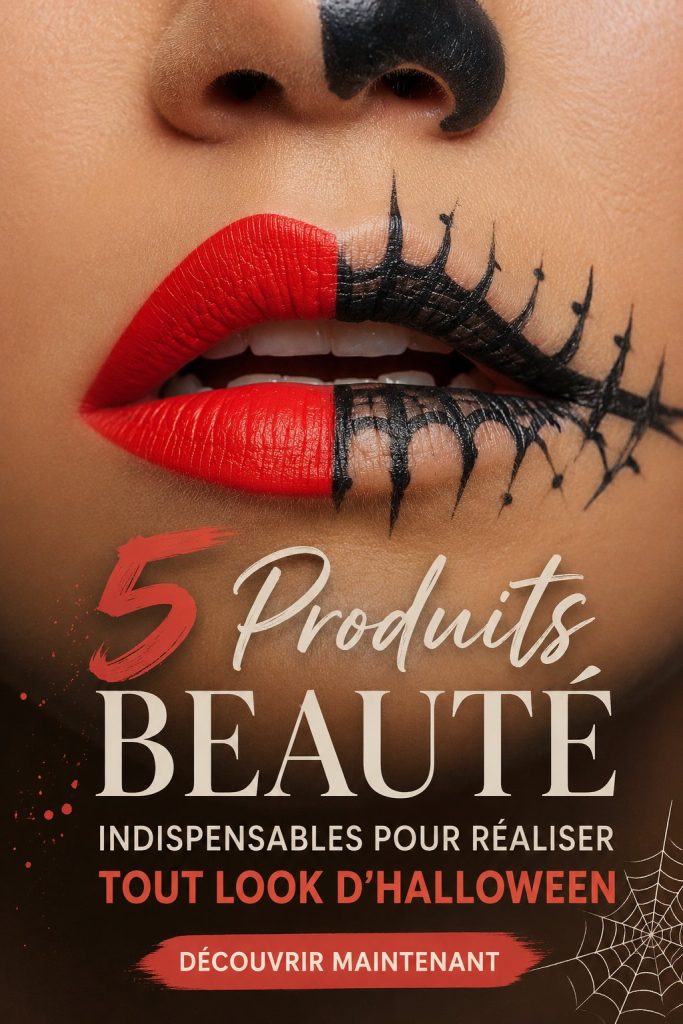 Maquillage d'Halloween avec des produits de beauté coréens variés.