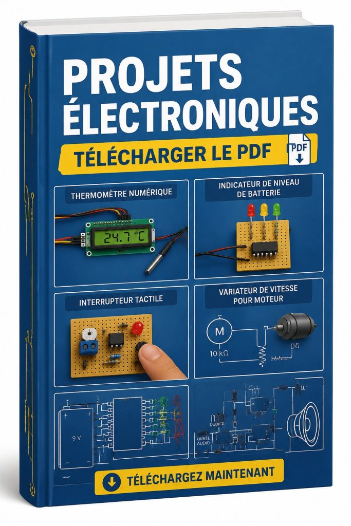 Un aperçu de différents projets électroniques à télécharger en PDF pour les passionnés de technologie.