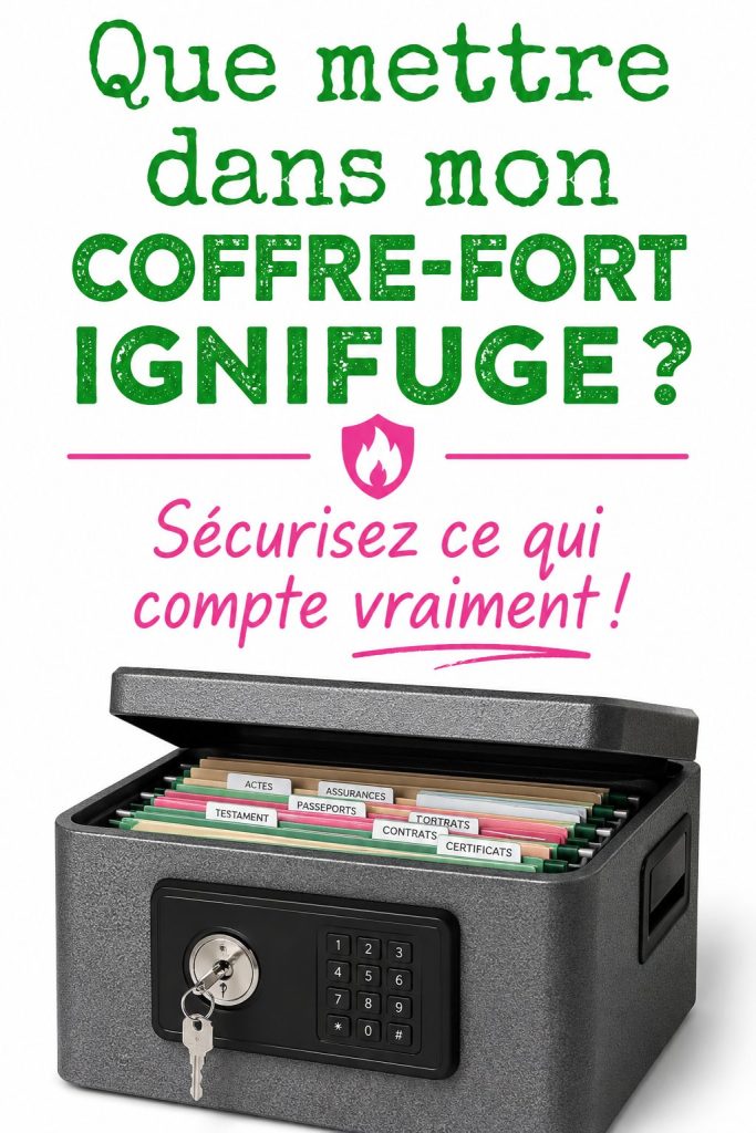 Coffre-fort ouvert avec divers documents et objets précieux à l'intérieur.