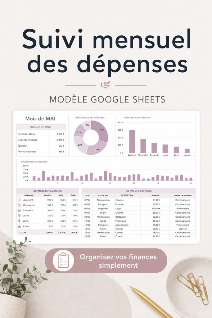 Modèle de suivi des dépenses sur un ordinateur