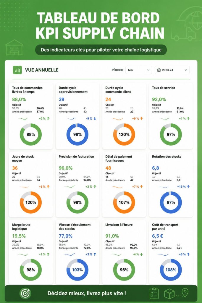 Tableau de bord KPI pour la gestion de la supply chain