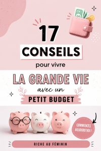 Femme souriante profitant de la vie avec un budget restreint, symbolisant le bonheur simple.