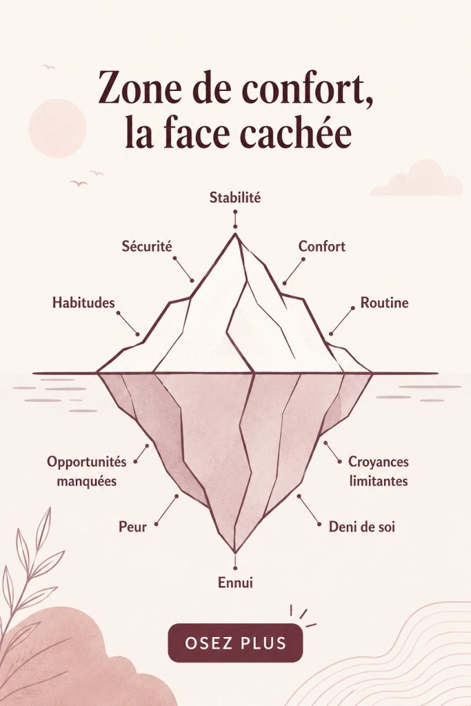 Femme réfléchissant à sa zone de confort dans un environnement chaleureux.