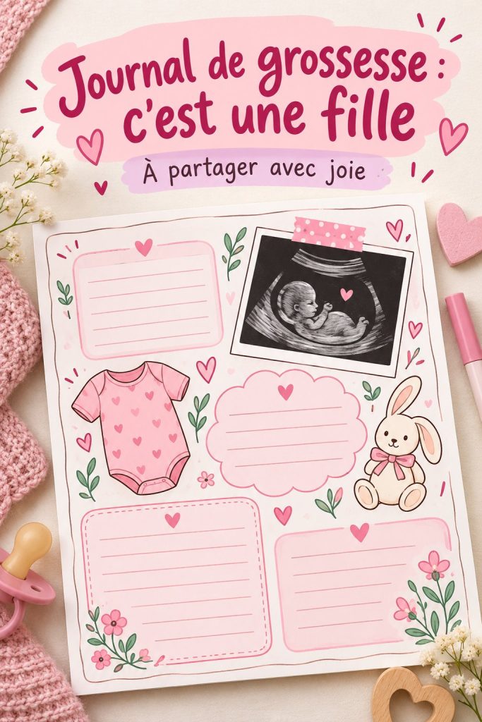 Couverture d'un journal de grossesse destiné aux futures mamans d'une petite fille.